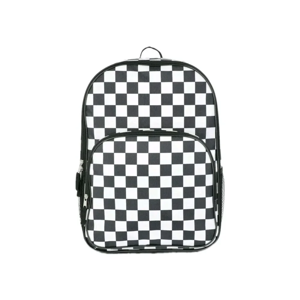 Checkered Backpack Black And White
